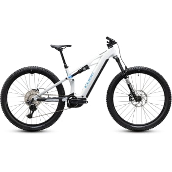 2027 Stereo Hybrid One44 HPC Pro Electric Full Suspension Mountain Bike in Metallic White & Blue