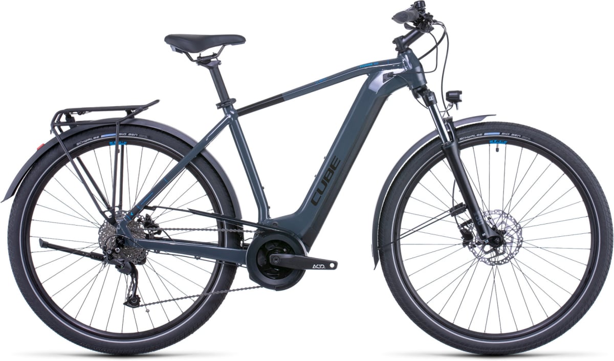 Cube Touring Hybrid One 500 Electric Bike in Grey And Blue