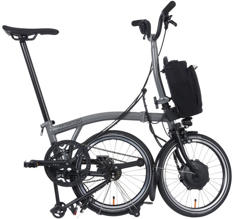 2023 Brompton Electric P Line Urban High Folding Bike In Storm Grey Metallic