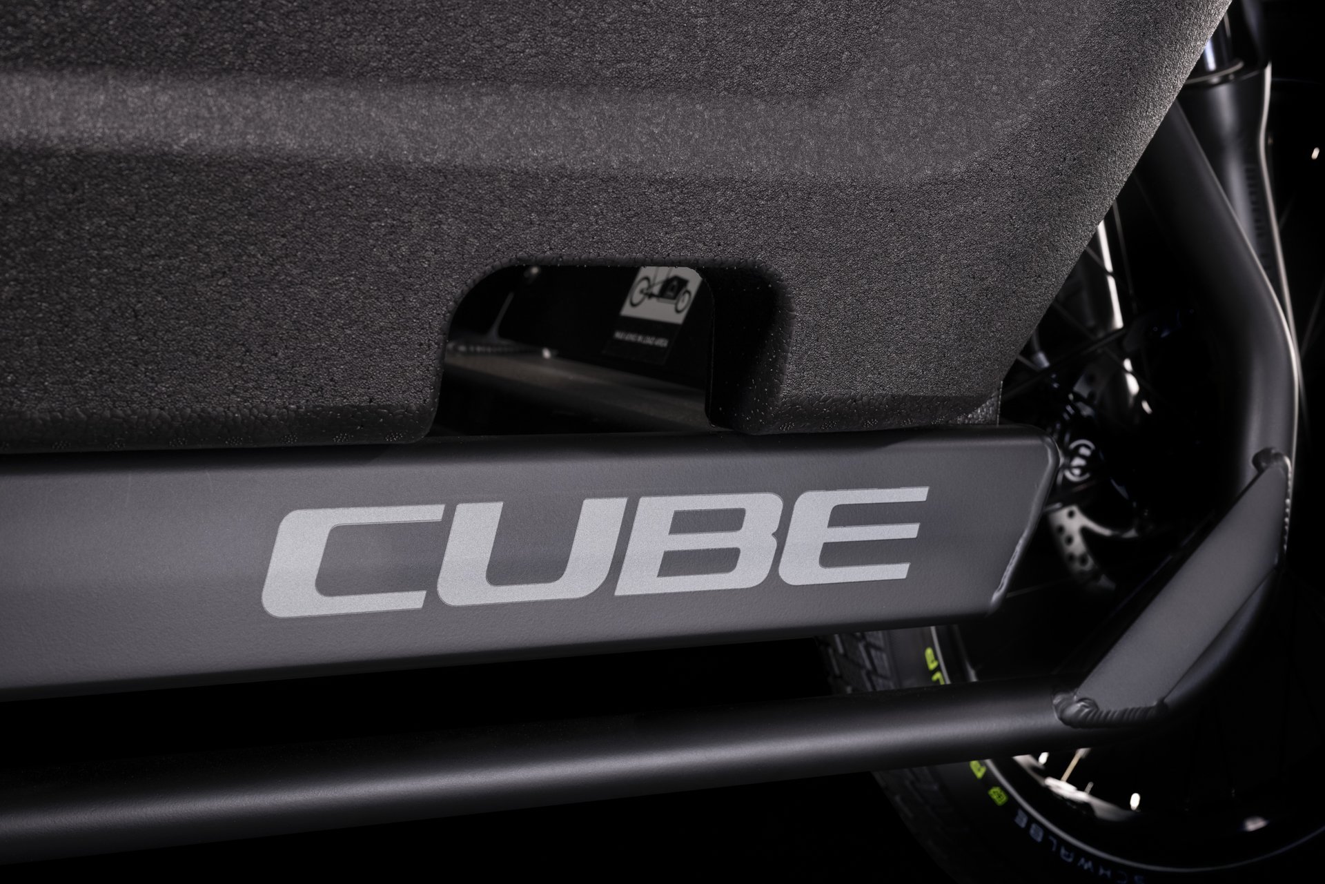 2023 Cube Cargo Dual Hybrid 1000 Electric Cargo Bike In Flashgrey Black Cargo Box Side Logo