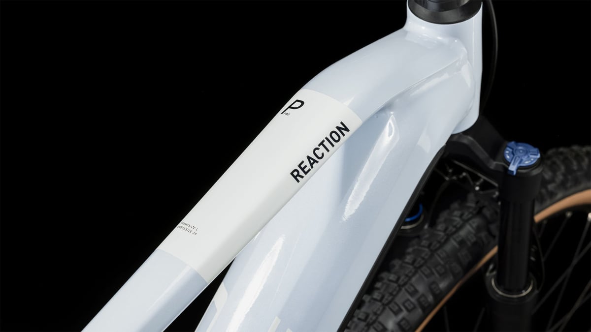 2023 Cube Reaction Hybrid Pro 750 Electric Mountain Bike In Flash White Crossbar Logo