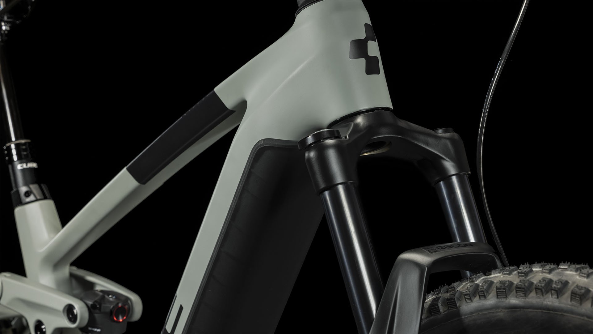 2023 Cube Stereo Hybrid 140 HPC Pro 750 Electric Full Suspension Mountain Bike in Swamp Grey & Black