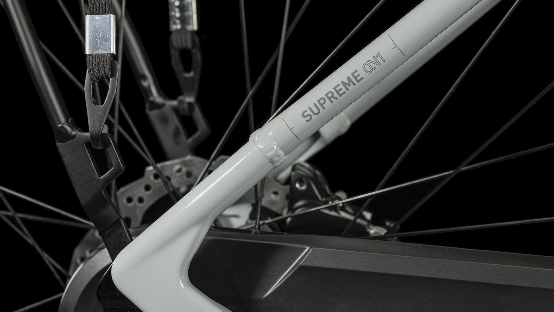 2023 Cube Supreme Hybrid One 400 Easy Entry Electric Bike In Grey Chainstay Logo