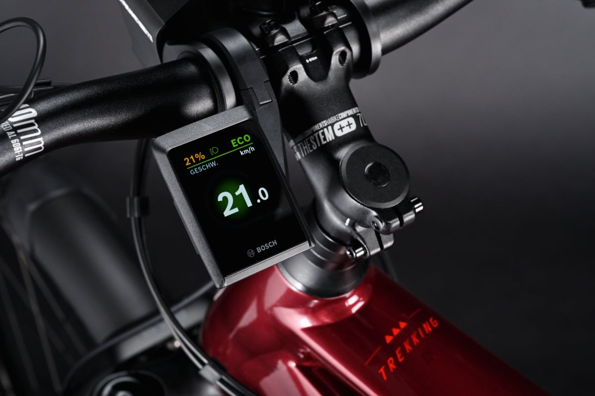 2023 Haibike Trekking 11 High Electric Bike In Gloss Tuscan Red Display