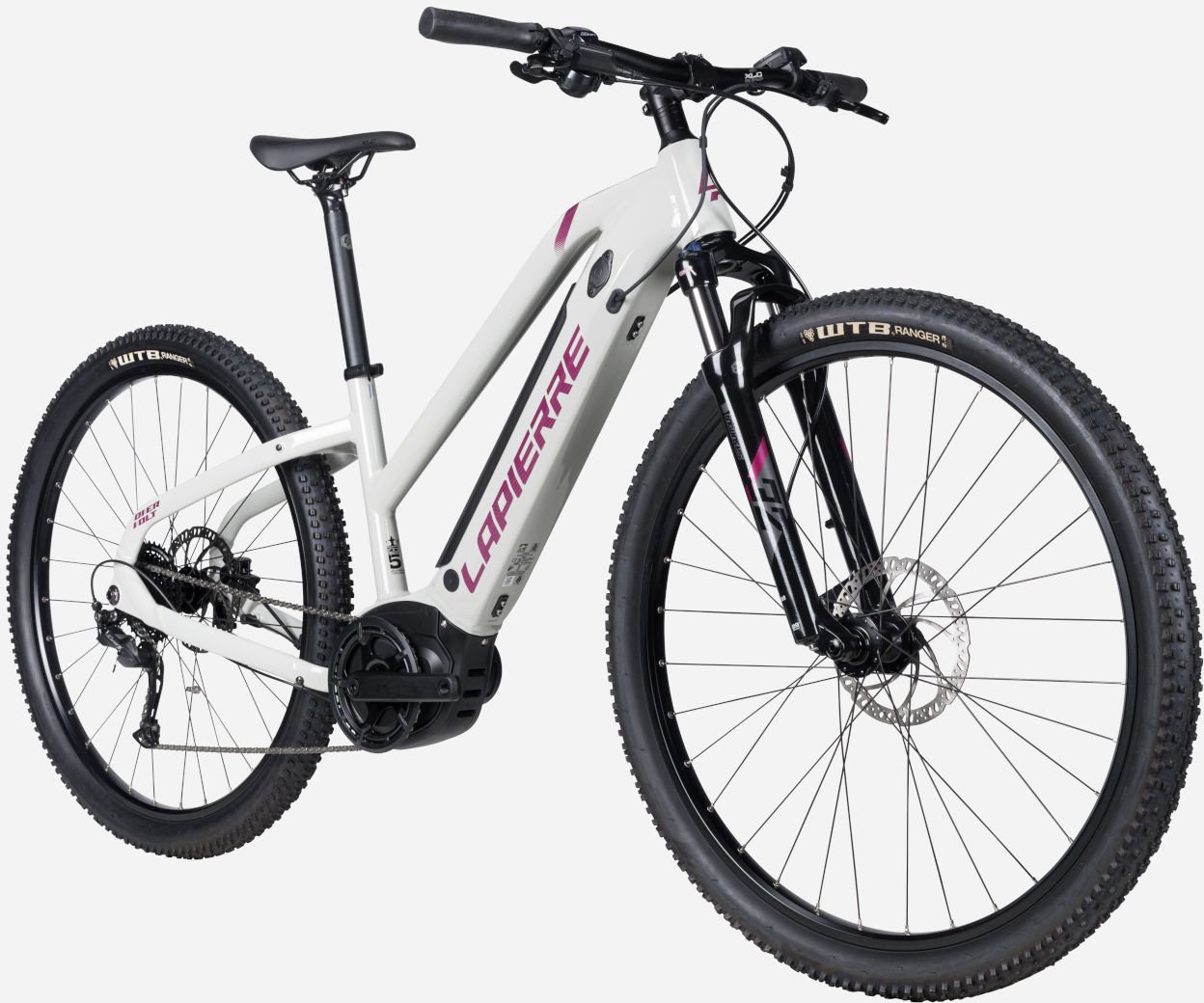 2023 Lapierre Overvolt HT 5.4 Mix Electric Mountain Bike in White Angled Front View