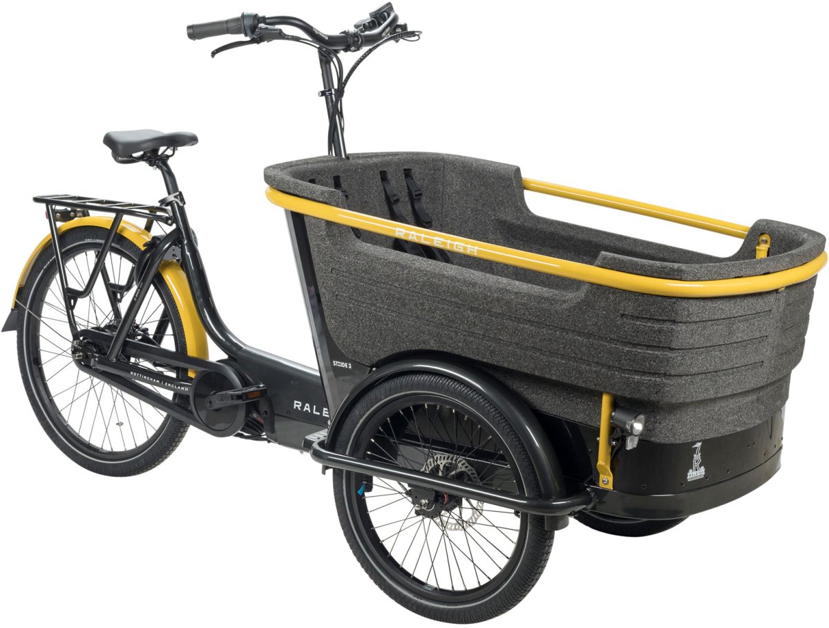 2023 Raleigh Stride 3 500Wh Electric Cargo Bike 3-Wheel Trike Angled Front View