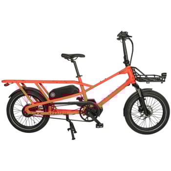 E-Cargo Longtail L20 600Wh Or 700Wh Electric Cargo Bike With Belt Drive & Enviolo CVT Hub Gears In Hot Coral