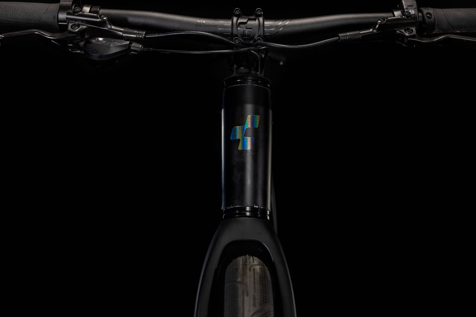 2024 Cube Editor Hybrid Pro 400X 400Wh Performance SX Electric Bike In Black Spectral Stem Logo and Handlebars