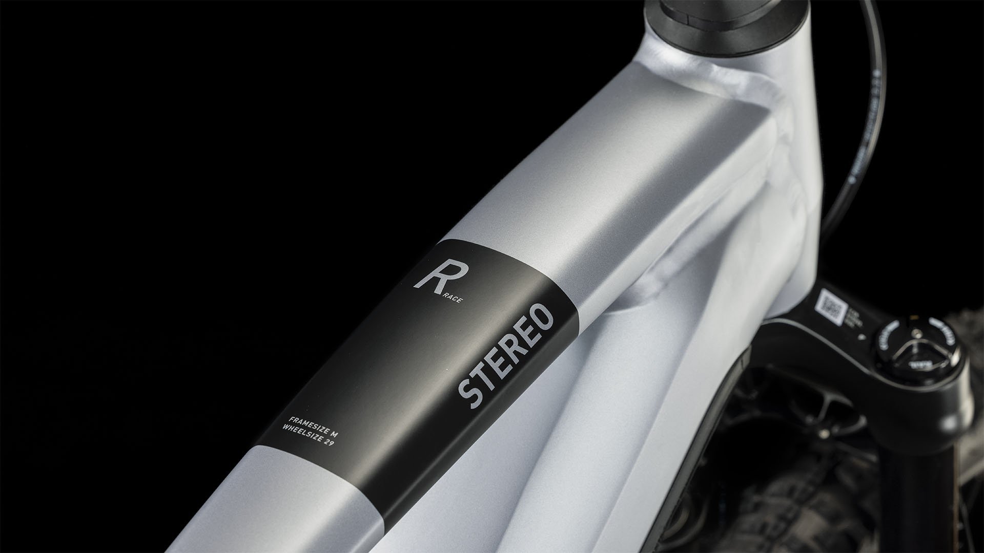 2024 Cube Stereo Hybrid 120 Race 750 Electric Full Suspension Mountain Bike In Polar Silver Crossbar Logo