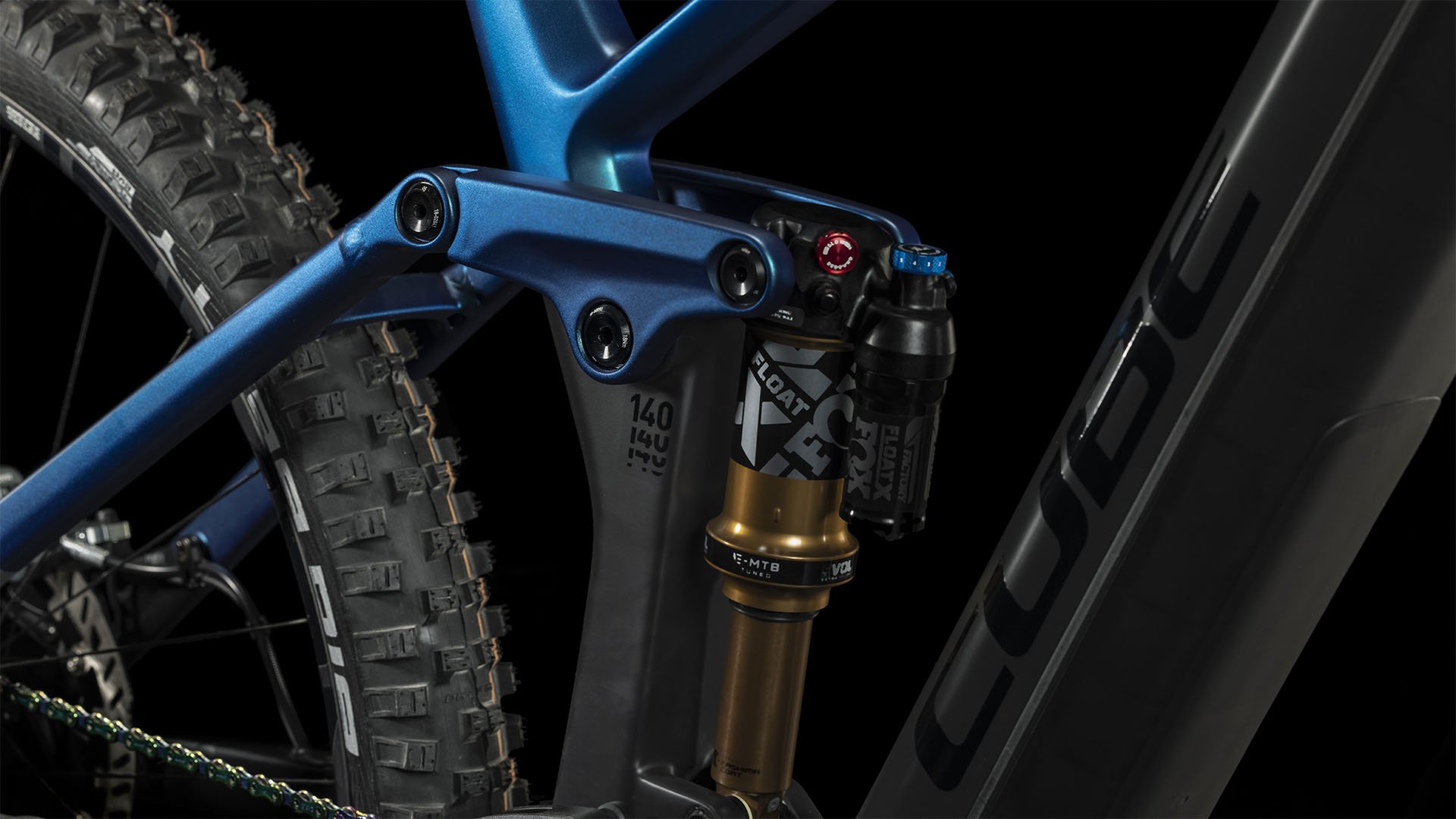 2024 Cube Stereo Hybrid 140 HPC SLT 750 Electric Full Suspension Mountain Bike In Nebula & Carbon Rear Shock