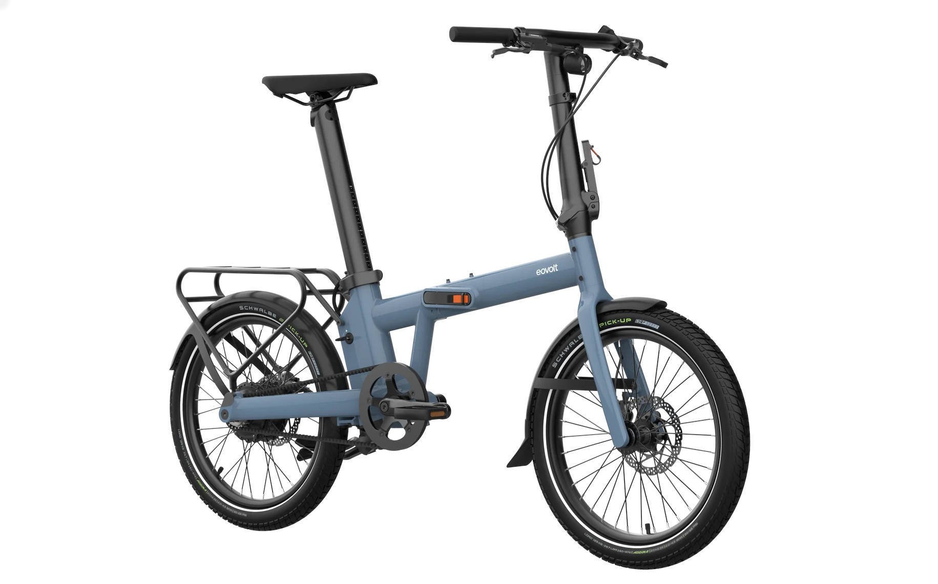 2024 Eovolt Afternoon 20 Pro Electric Folding Bike With Belt Drive In Blue Angled Front View