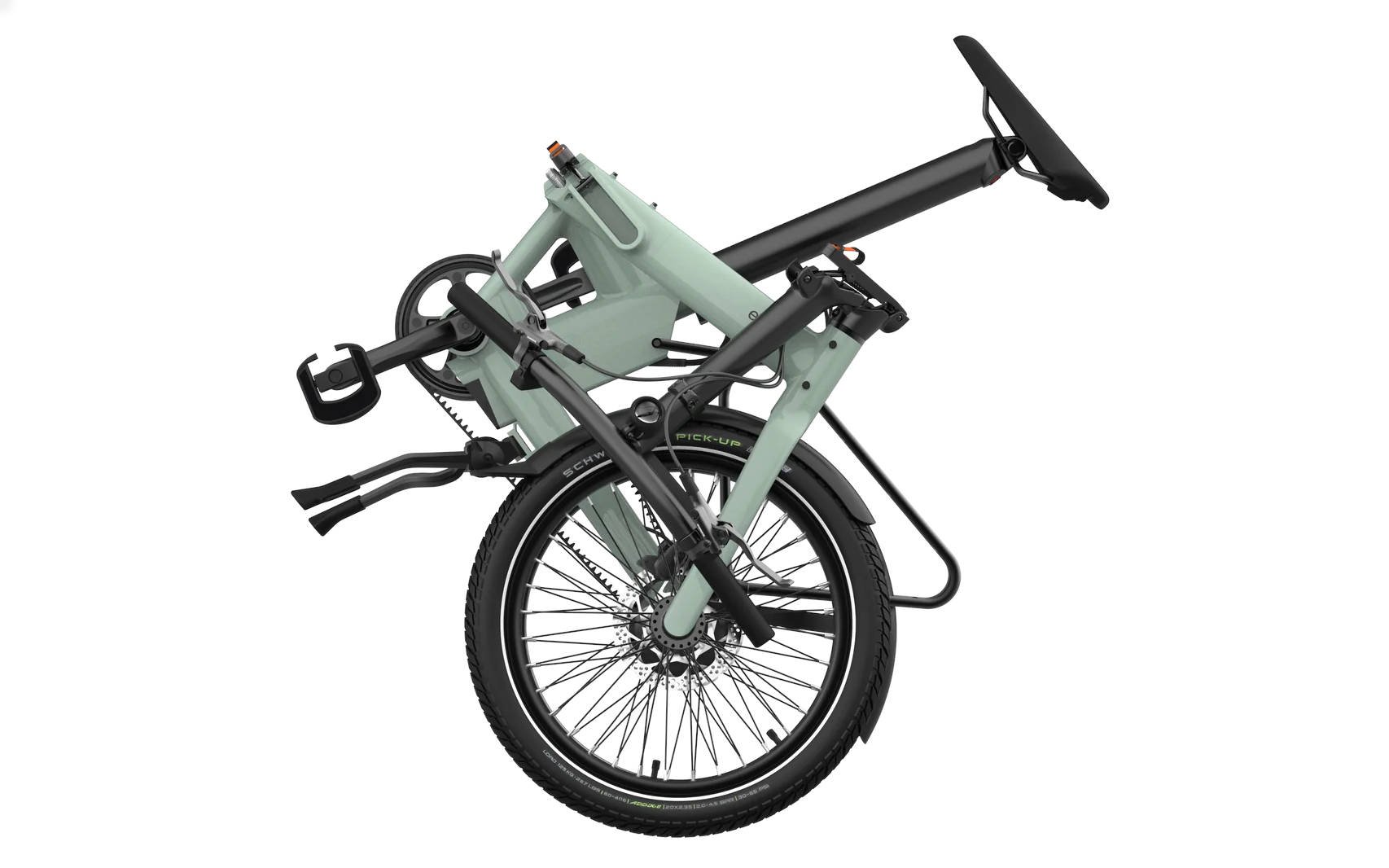 2024 Eovolt Afternoon 20 Pro Electric Folding Bike With Belt Drive In Green Folded