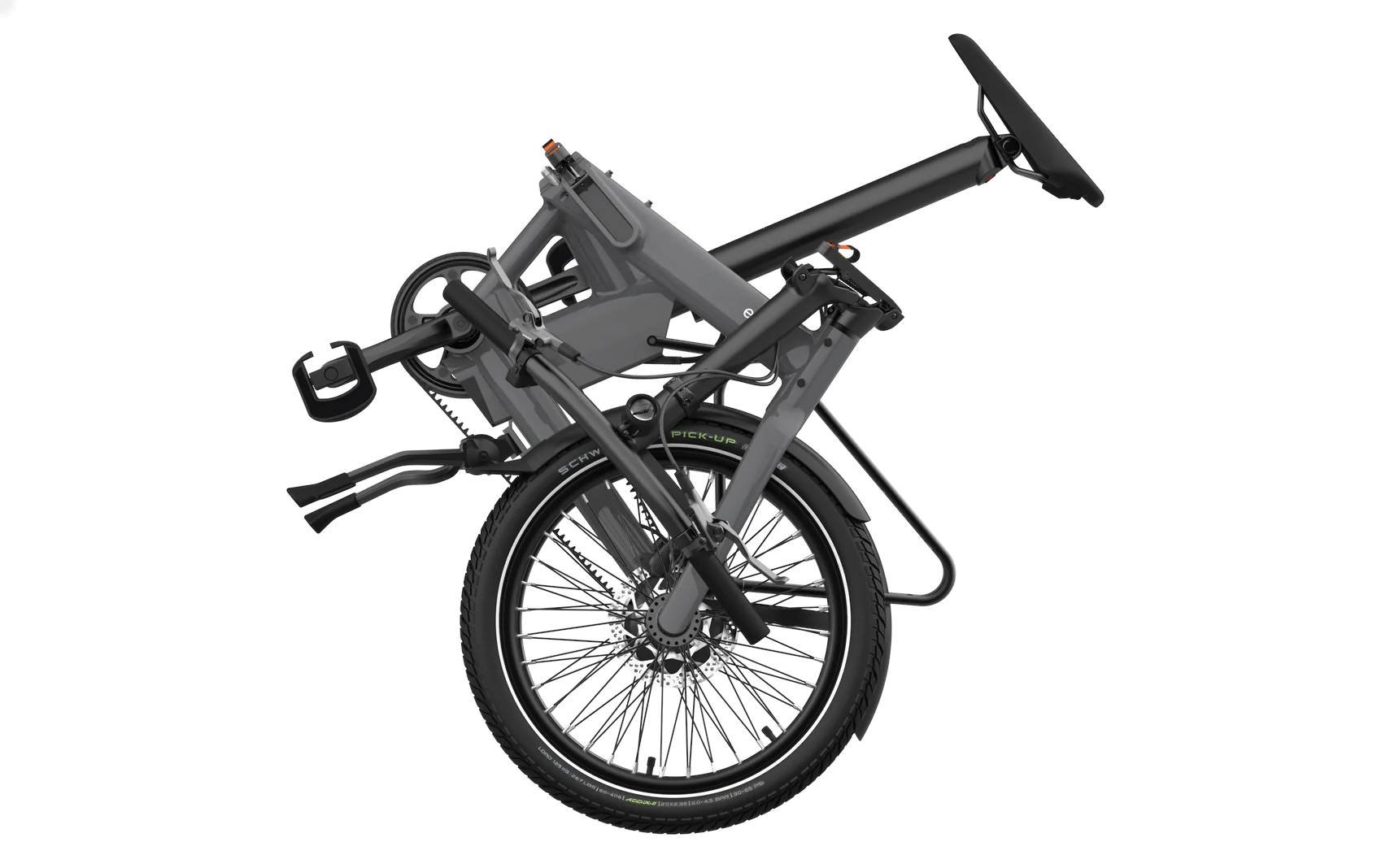 2024 Eovolt Afternoon 20 Pro Electric Folding Bike With Belt Drive In Grey Folded