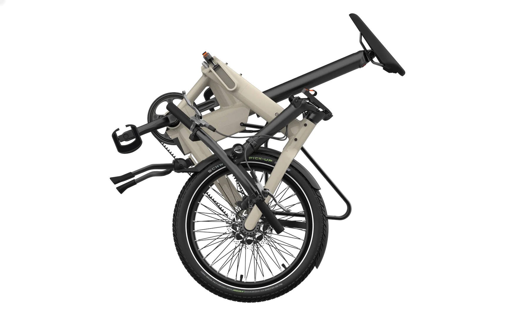 2024 Eovolt Afternoon 20 Pro Electric Folding Bike With Belt Drive In Taupe Folded