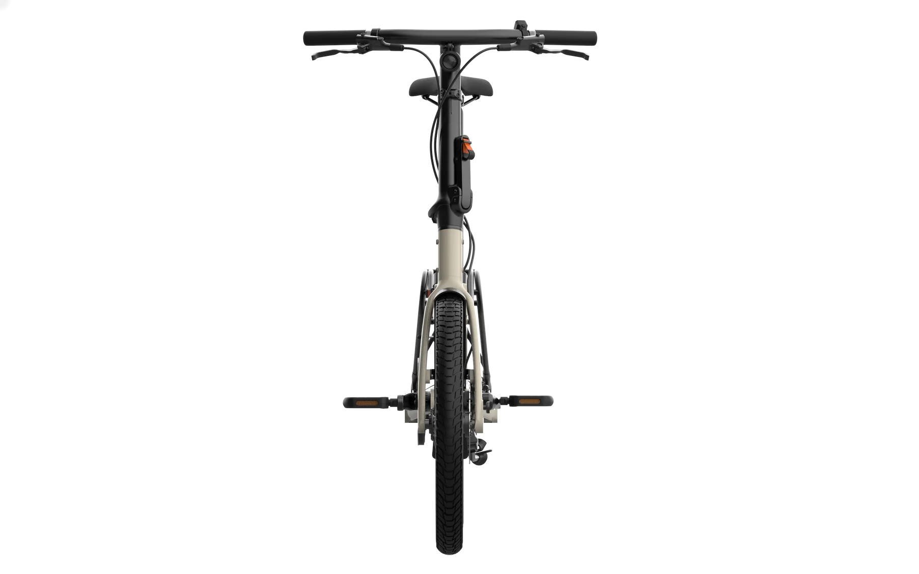 2024 Eovolt Afternoon 20 Pro Electric Folding Bike With Belt Drive In Taupe Front View