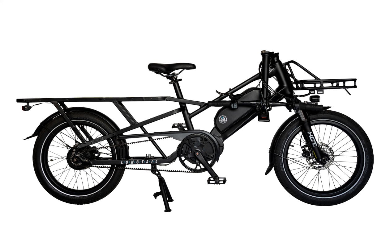 2024 Estarli eCargo Longtail 700Wh Electric Cargo Bike In Liquorice Black Folded