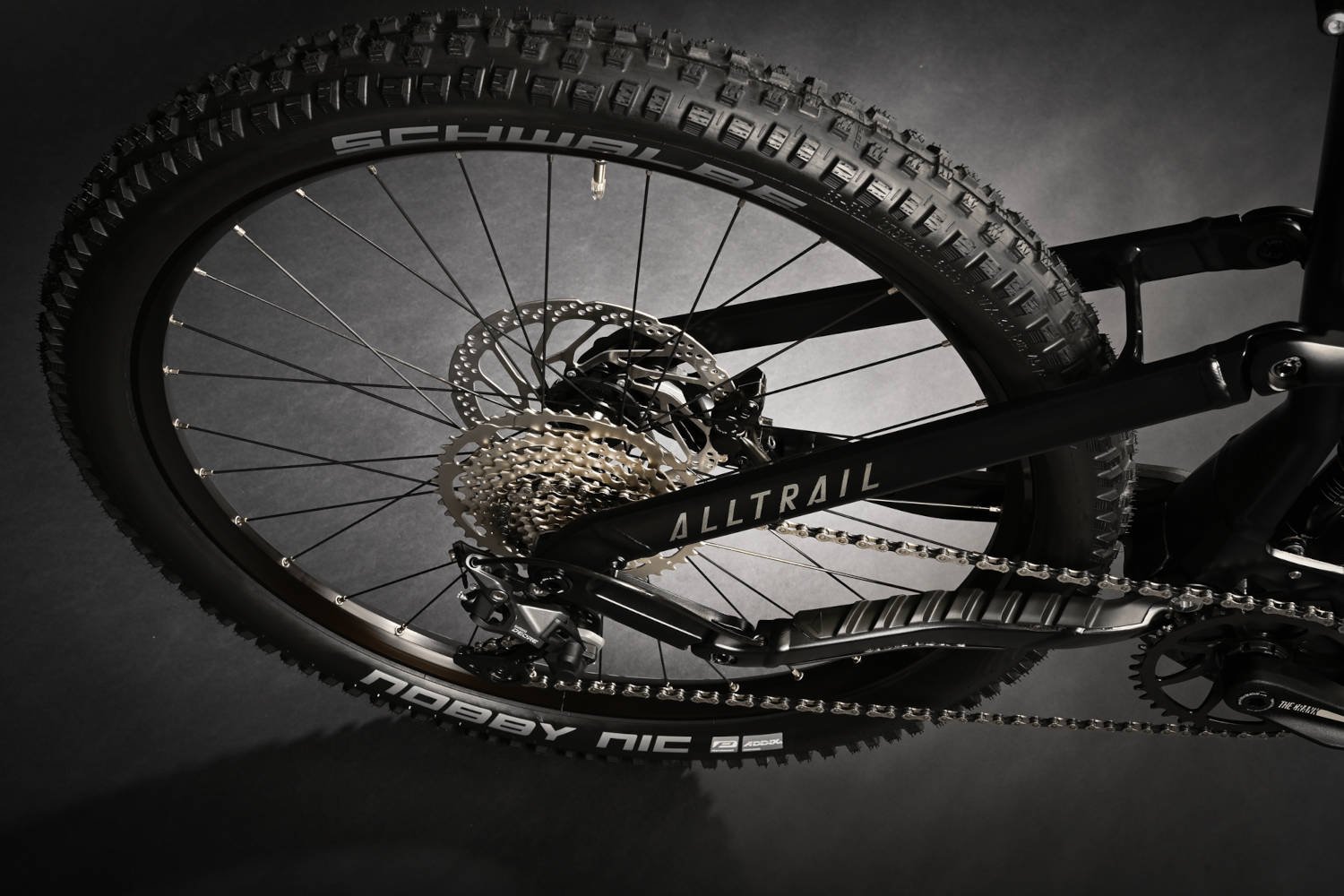2024 Haibike Alltrail 3 720Wh Electric Full Suspension Mountain Bike In Black & Titan Rear Wheel