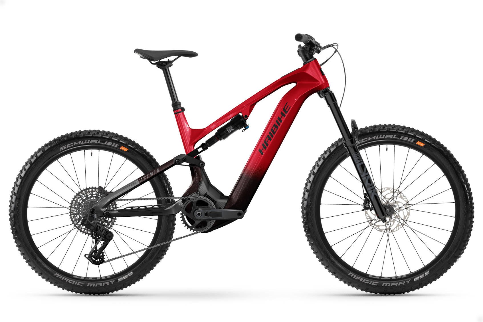 The Electric Bike Shop  Haibike 2025 AllMtn CF 9 Performance CX 800Wh Full Suspension Electric Mountain Bike In Red, Black & Platinum Gloss Small 40cm Red, Black & Platinum Gloss