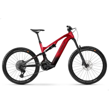 2025 AllMtn CF 9 Performance CX 800Wh Full Suspension Electric Mountain Bike In Red, Black & Platinum Gloss