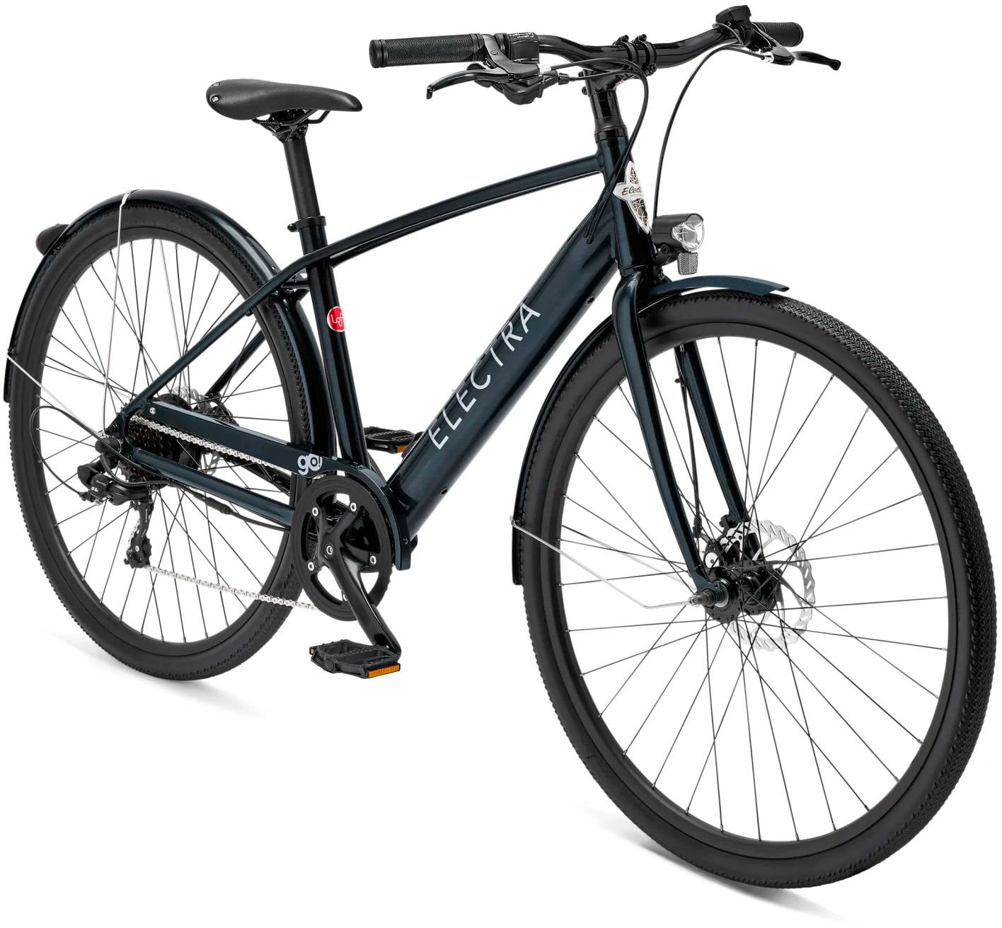 2025 Electra Loft Go! 7D EQ Step-Over Hub Motor Electric Bike In Black Mercury Angled Front View