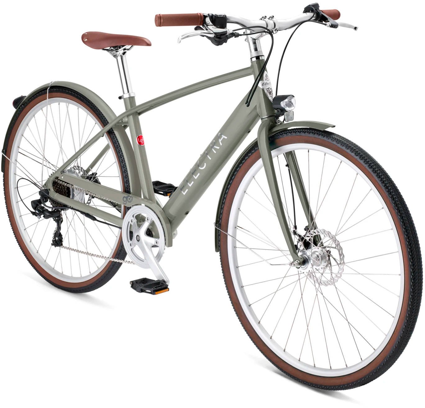2025 Electra Loft Go! 7D EQ Step-Over Hub Motor Electric Bike In Harbor Grey Angled Front View