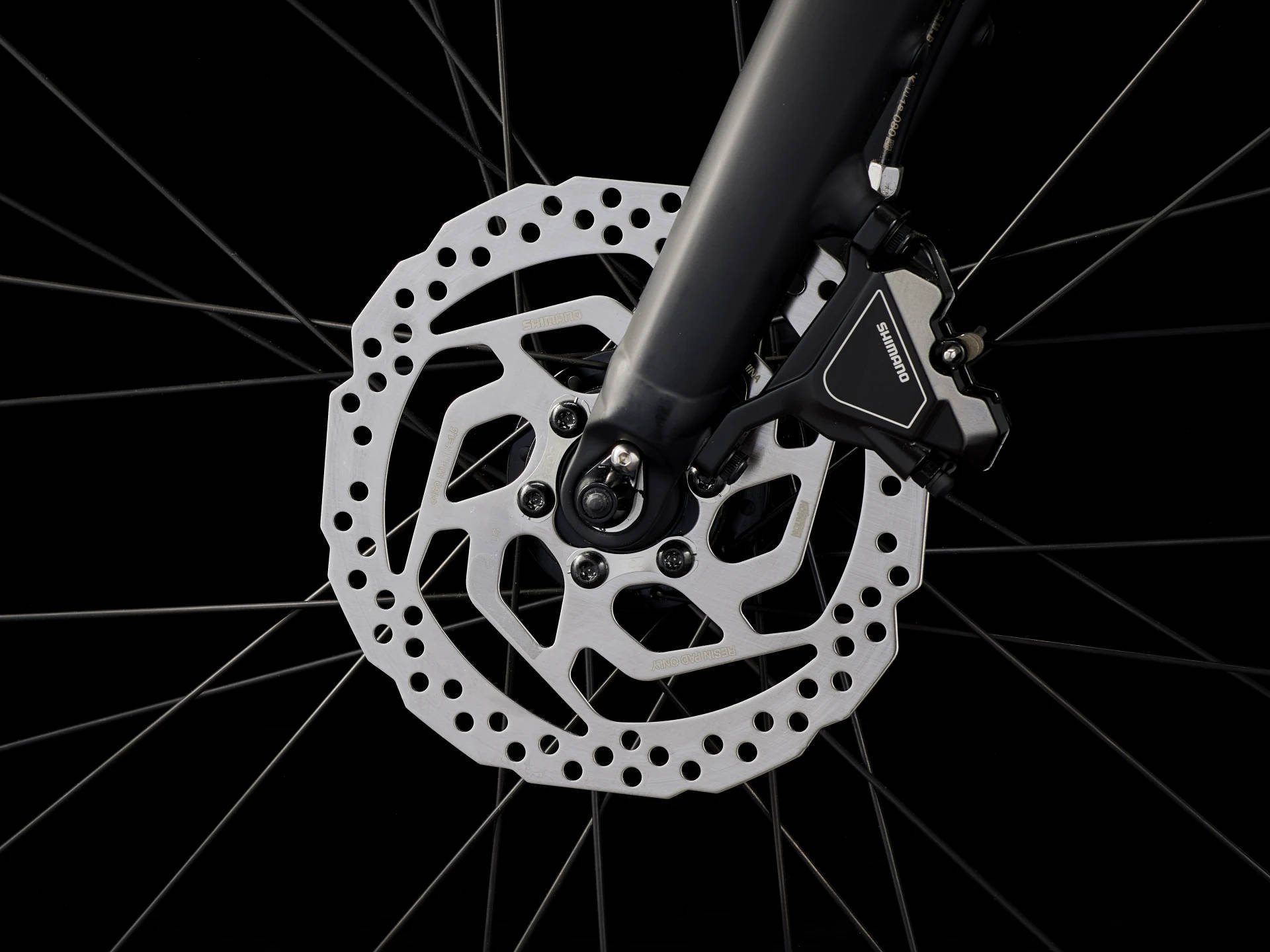 2025 Trek Dual Sport+ 2 Mid-Step LT Hub Motor Electric Bike In Galactic Grey Front Brake