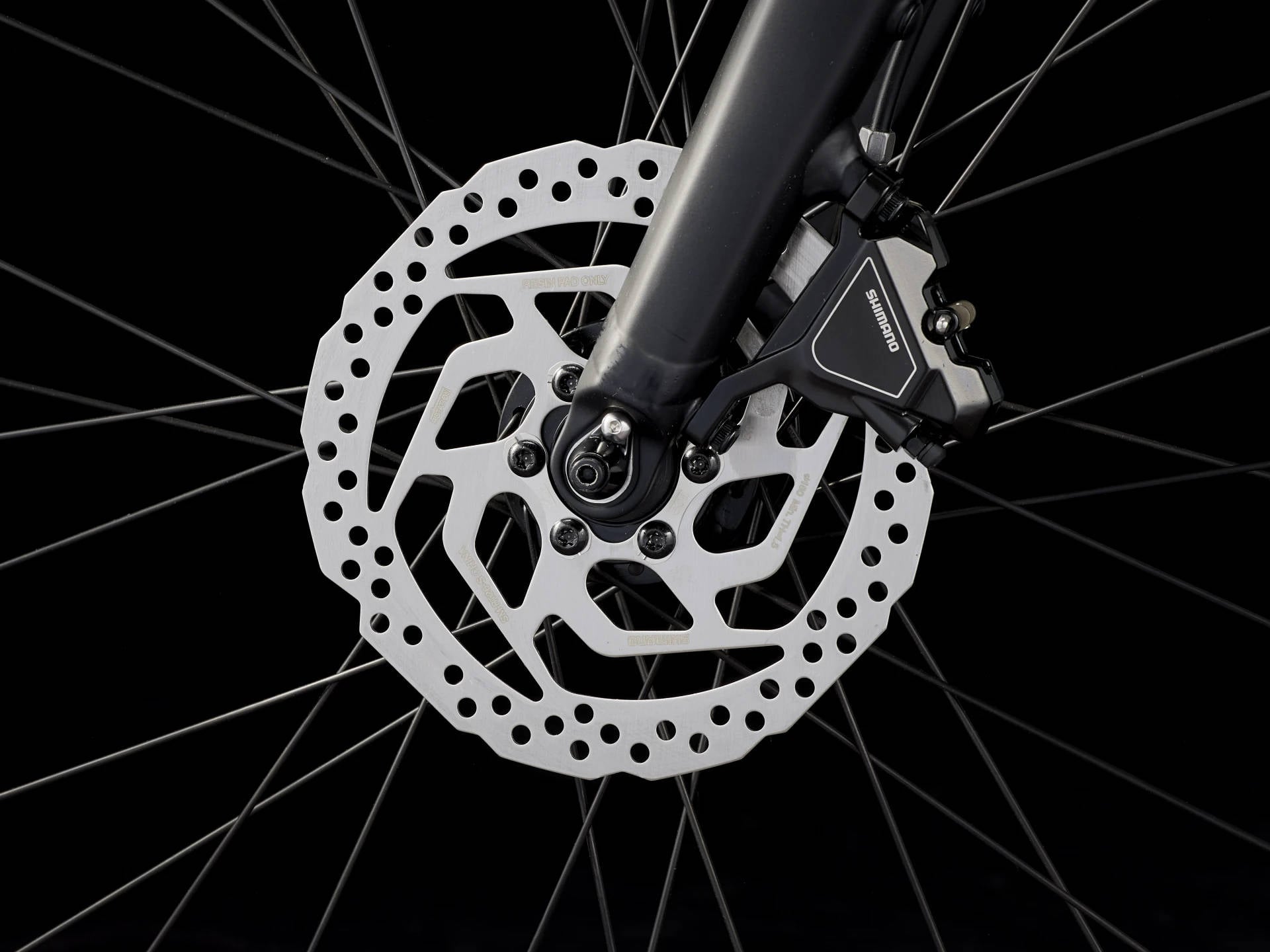 2025 Trek Dual Sport+ 2 Mid-Step LT Hub Motor Electric Bike In Hex Blue Front Brake