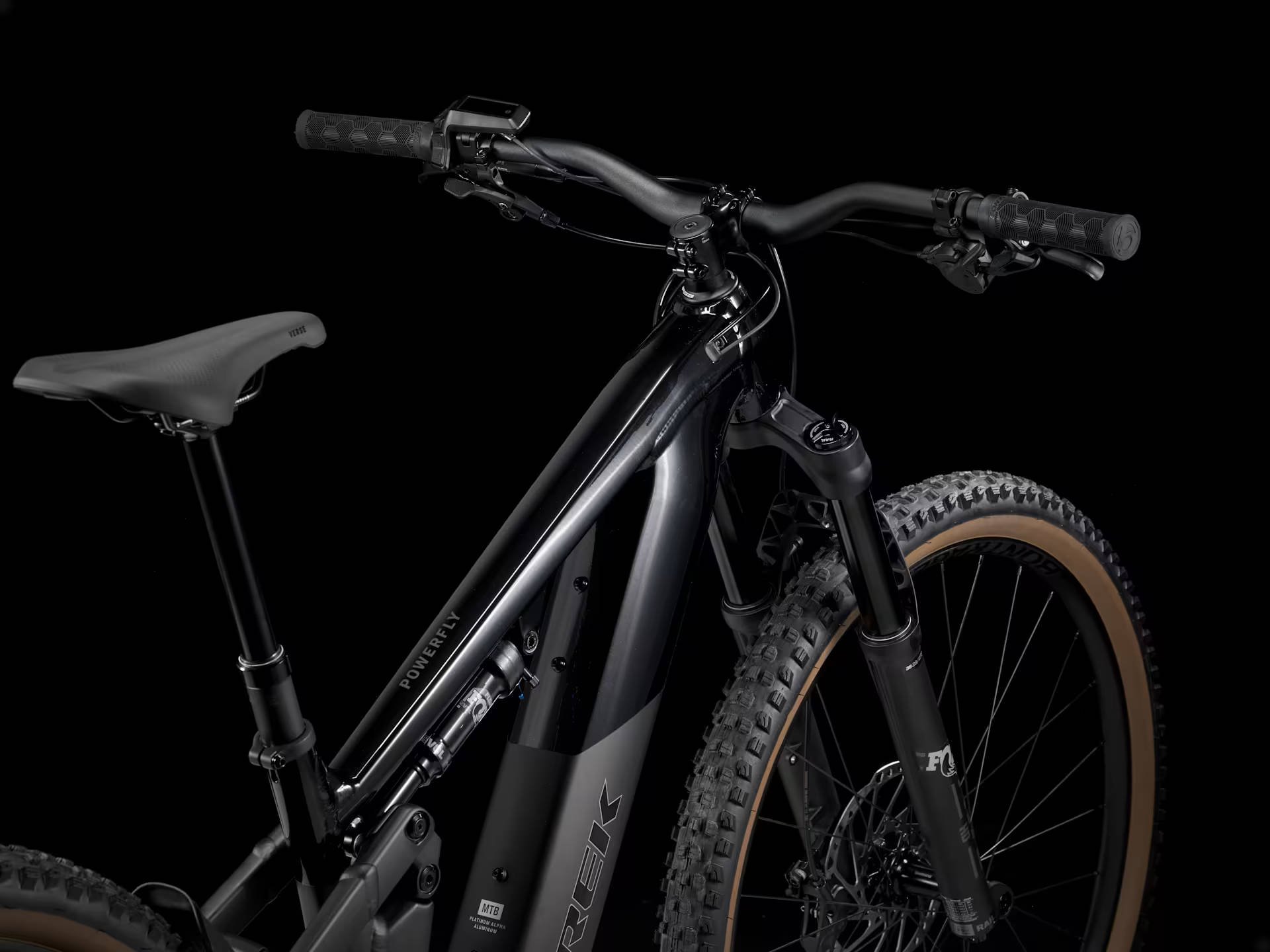 2025 Trek Powerfly FS+ 6 Gen 4 800Wh Electric Full Suspension MTB In Gloss Dark Star & Matte Dark Web Cockpit
