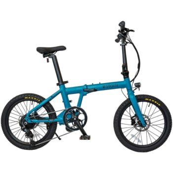 2026 E20.9 X-Country Folder 9 Speed Electric Folding Bike With Chunky Off-Road Tyres In Bondi Blue