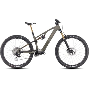 2024 AMS Hybrid ONE44 C:68X Super TM Electric Full Suspension Mountain Bike in Dusty Olive & Gold