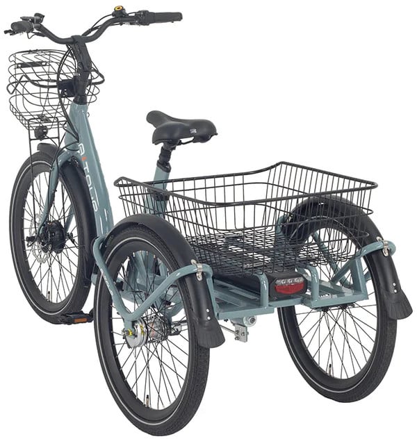 Aitour Heal Middle Electric Trike In Pale Blue Grey Left Side Angled Rear View