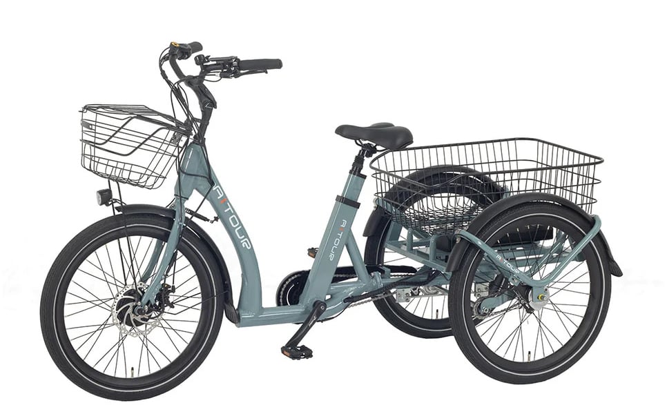 Aitour Heal Middle Electric Trike In Pale Blue Grey Left Side View