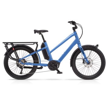 Boost E Performance EVO 4 500Wh Step-Thru 10-Speed Electric Cargo Bike In Machine Blue