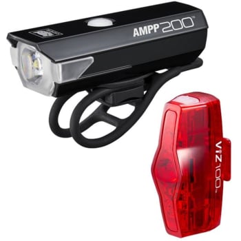 AMPP 200 and VIZ 100 Front and Rear Light Set USB Rechargeable 200 Lumens & 100 Lumens