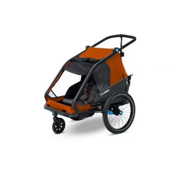 Kids Trailer Double CMPT X Actionteam ​- Bike Trailer And Buggy In One In Grey & Orange