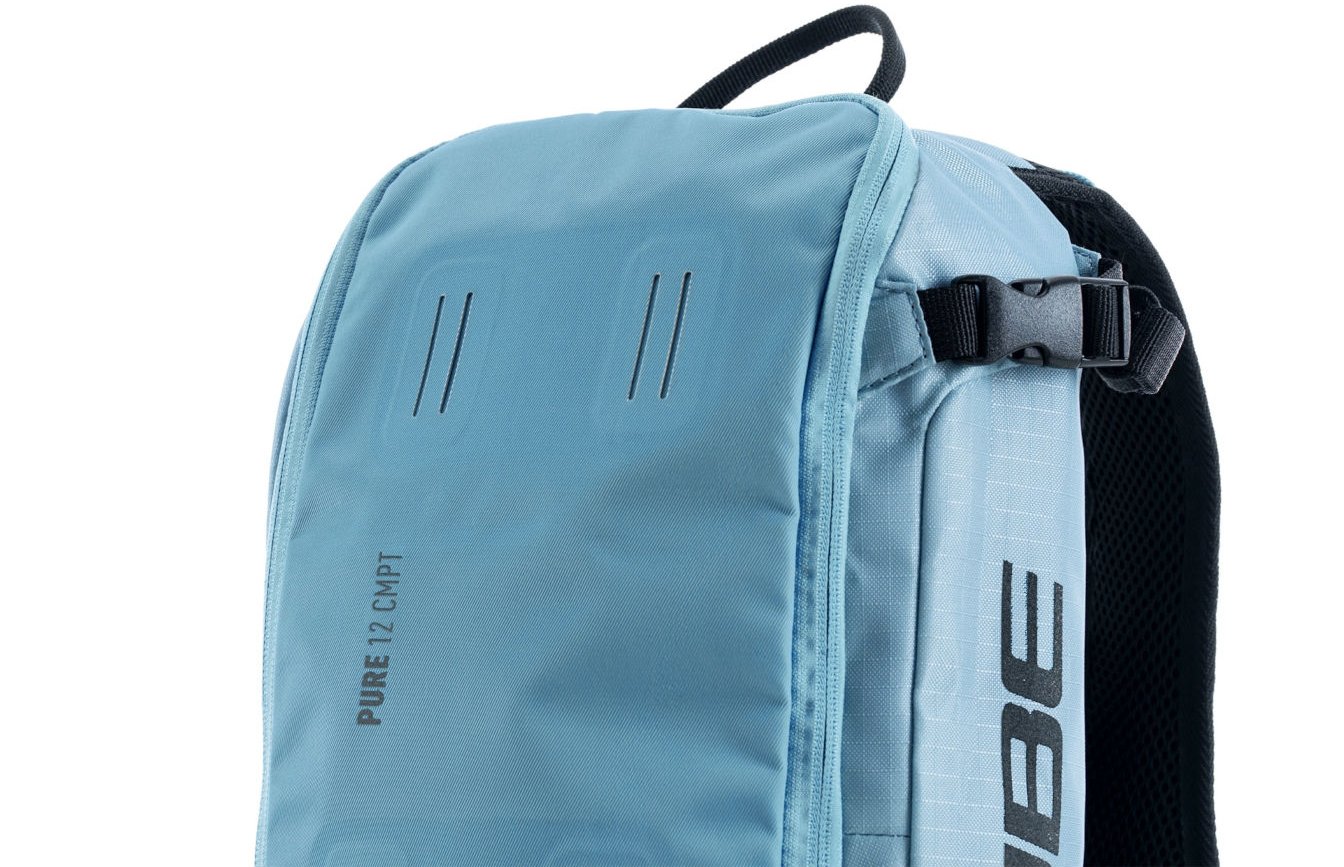Cube Pure 12 CMPT Backpack - 12 Litres In Blue Rear View Close Up
