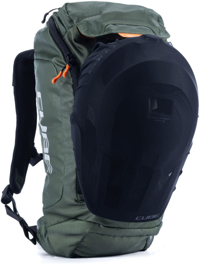Cube Vertex 9 Rookie TM Youth Backpack - 9 Litres In Olive Helmet Carrier