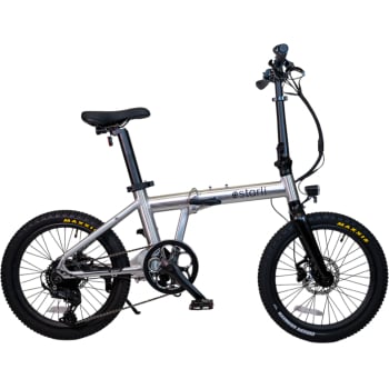 2026 E20.9 X-Country Folder 9 Speed Electric Folding Bike With Chunky Off-Road Tyres In UFO Silver