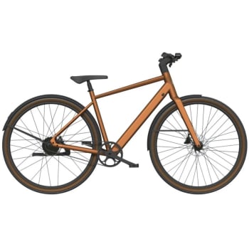E28.X 3 Speed Auto Electric Bike Crossbar Frame With Belt Drive In Bronze / Frosted Tangerine, Pistachio White Or Midnight Blue