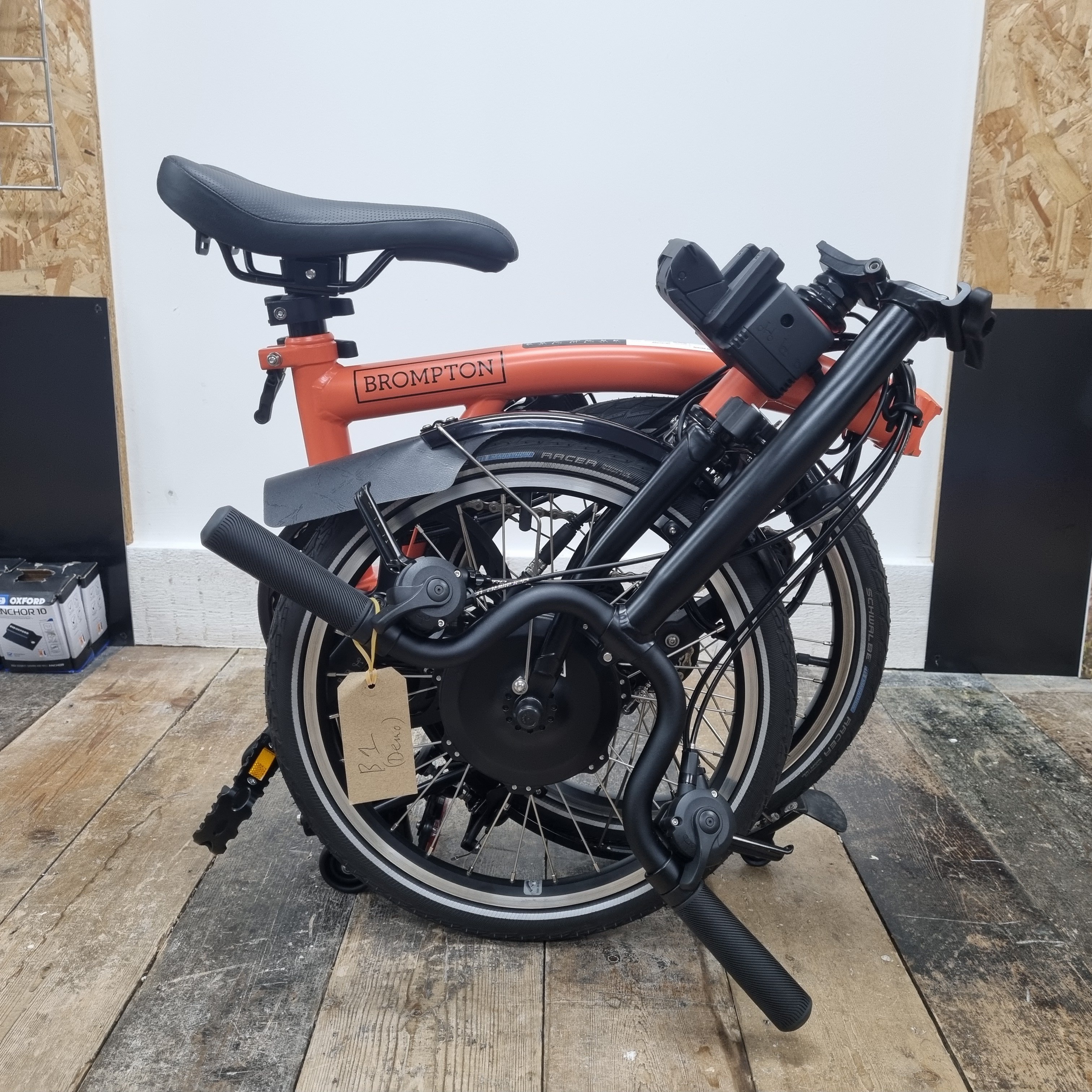 Ex-Demo 2023 Brompton Electric C Line Explore Mid Electric Folding Bike In Fire Coral