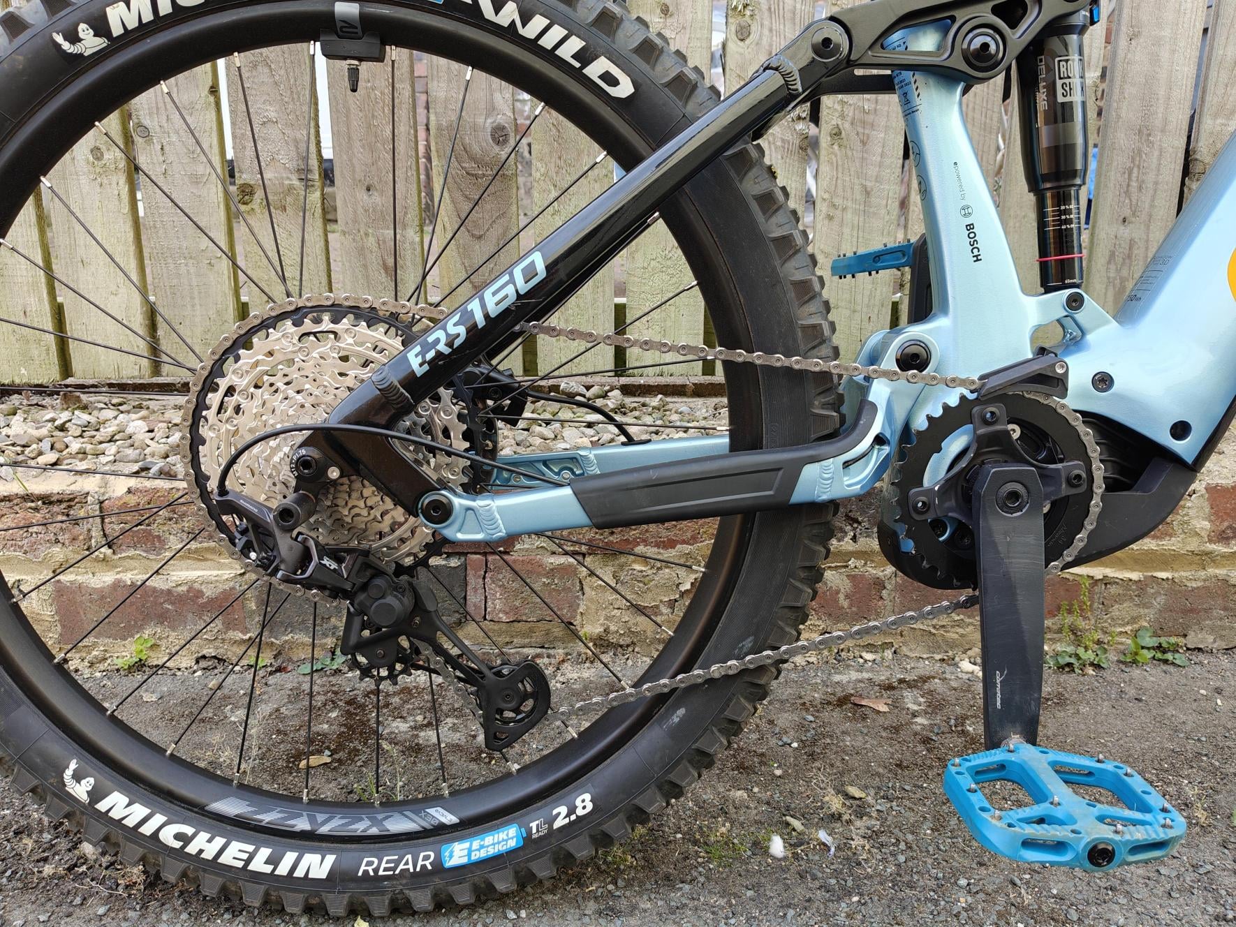 Ex-Demo Corratec E-Power RS 160 Pro Team Electric Full Suspension Mountain Bike In Pearlized Black & Blue