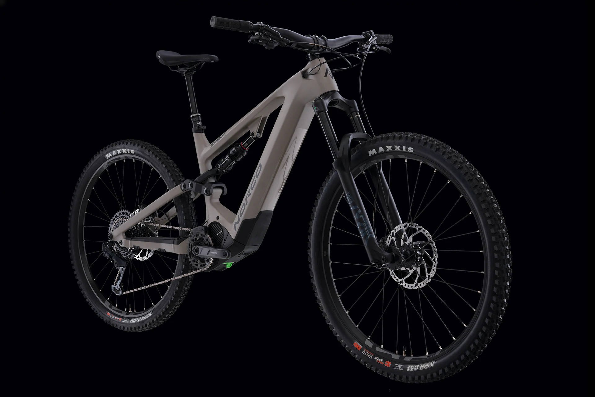 Norco Sight VLT C2 Electric Full Suspension Mountain Bike in Grey Black Angled Front View