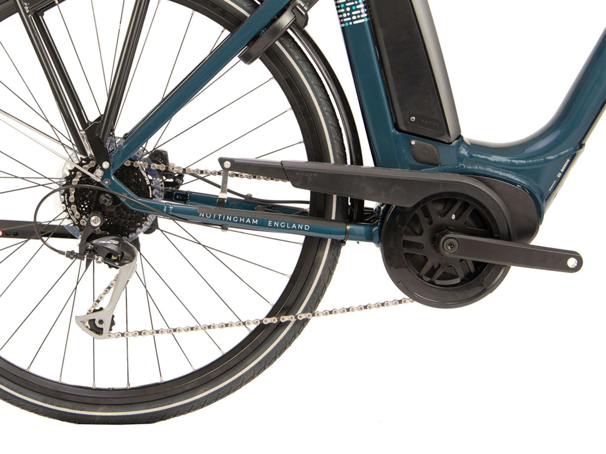 Raleigh Motus Grand Tour Step-Through Derailleur Electric Bike In Blue Gears