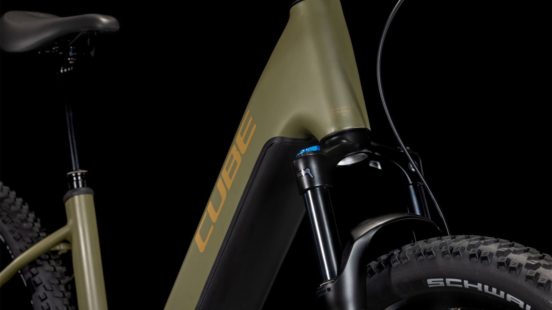 2025 Cube Reaction Hybrid Pro Easy Entry Electric Hardtail Mountain Bike In Dusty Olive & Gold