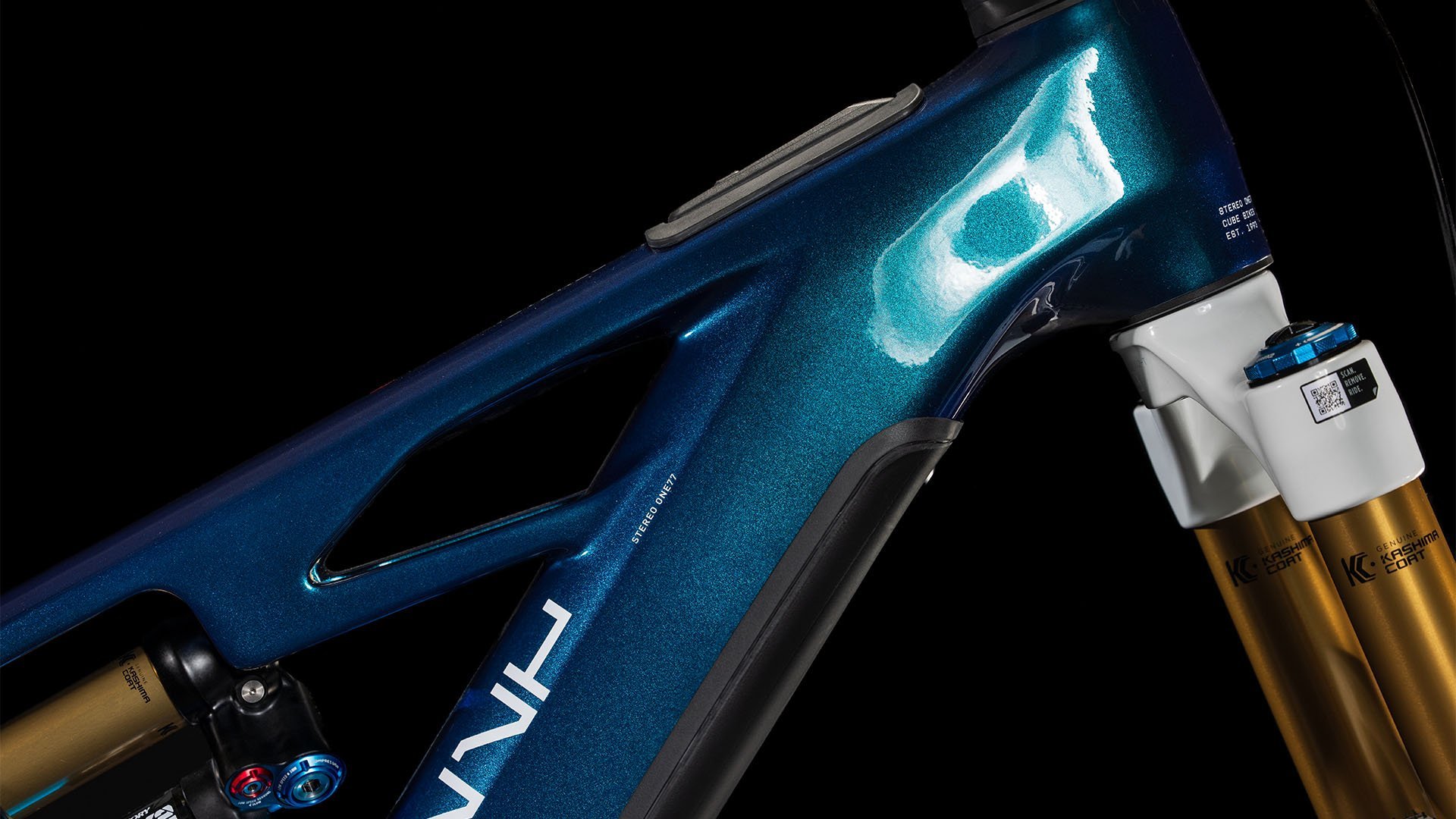 2025 Stereo Hybrid ONE77 HPC AT Electric Full Suspension Mountain Bike In Actionteam Blue