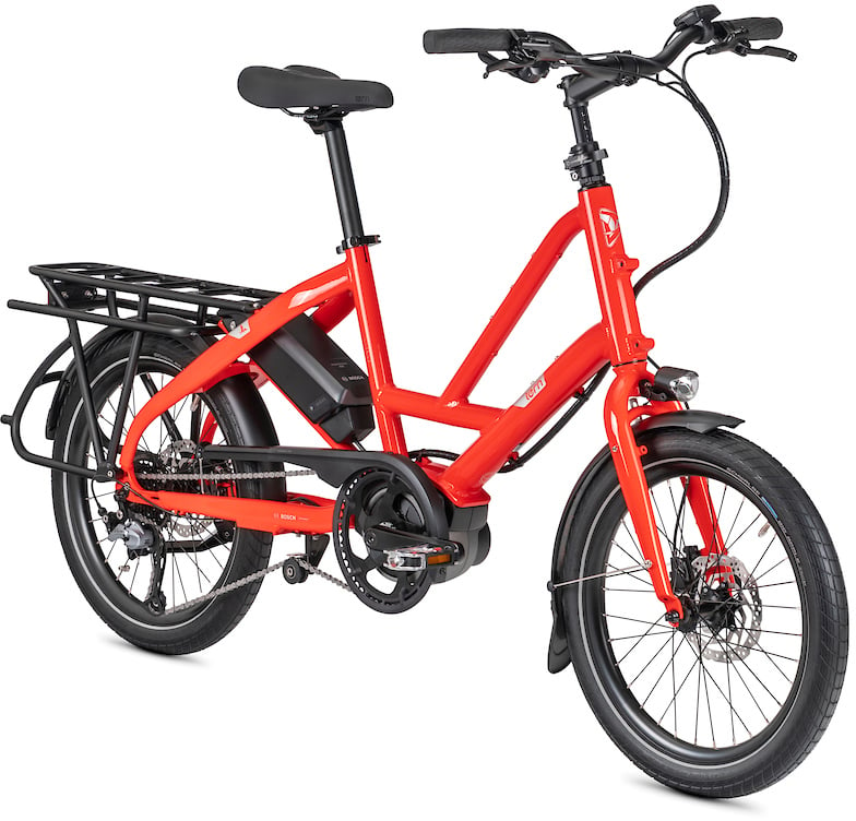 Tern Quick Haul D8 Active Plus LR Electric Cargo Bike In Gloss Tabasco Angled Front View
