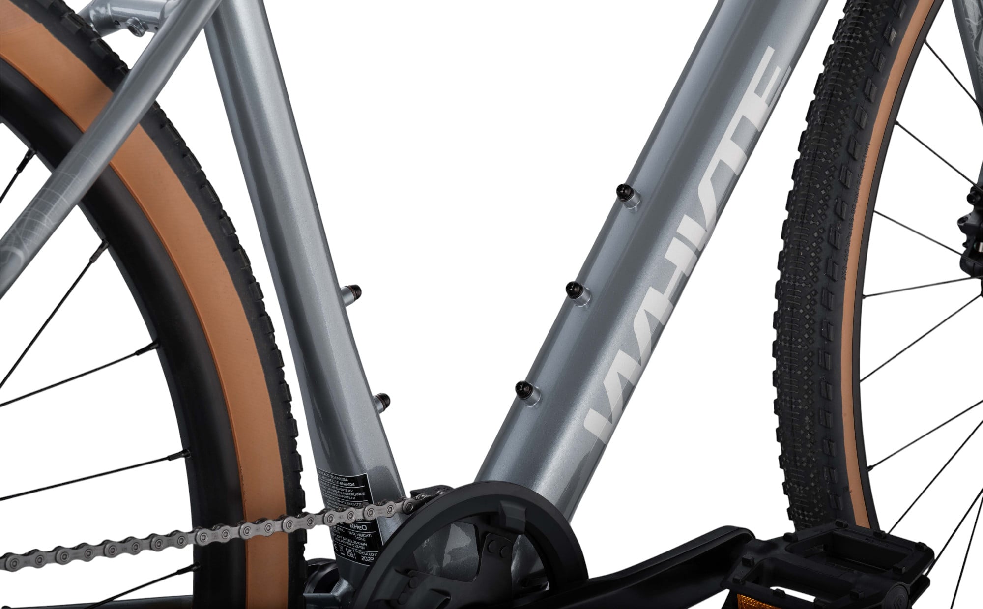 Whyte RHeO 2 V1 Electric Bike Crossbar Frame In Gloss Silver Downtube Mounting Points