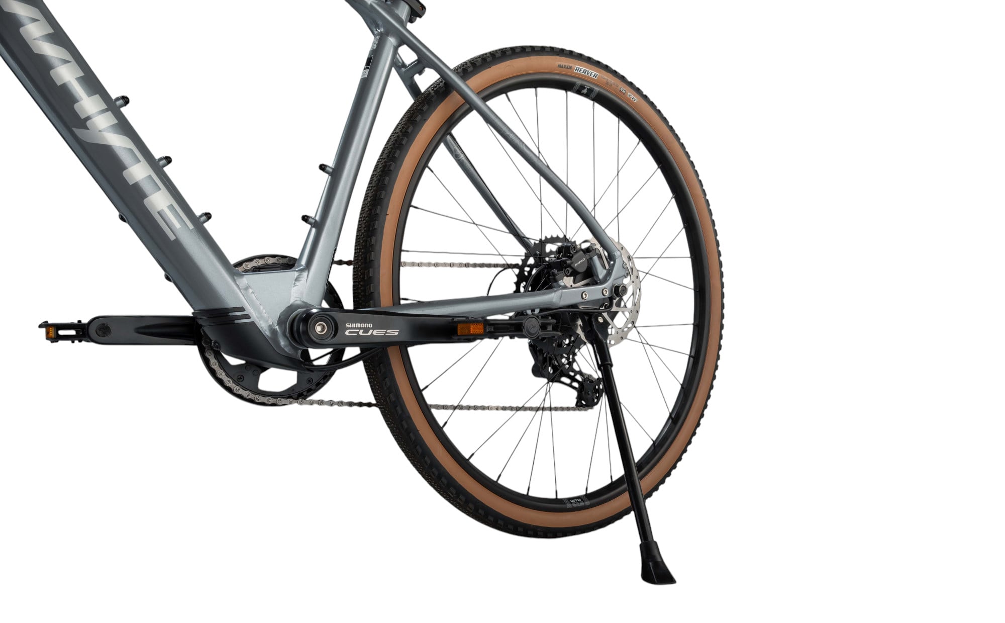Whyte RHeO 2 V1 Electric Bike Crossbar Frame In Gloss Silver Kickstand