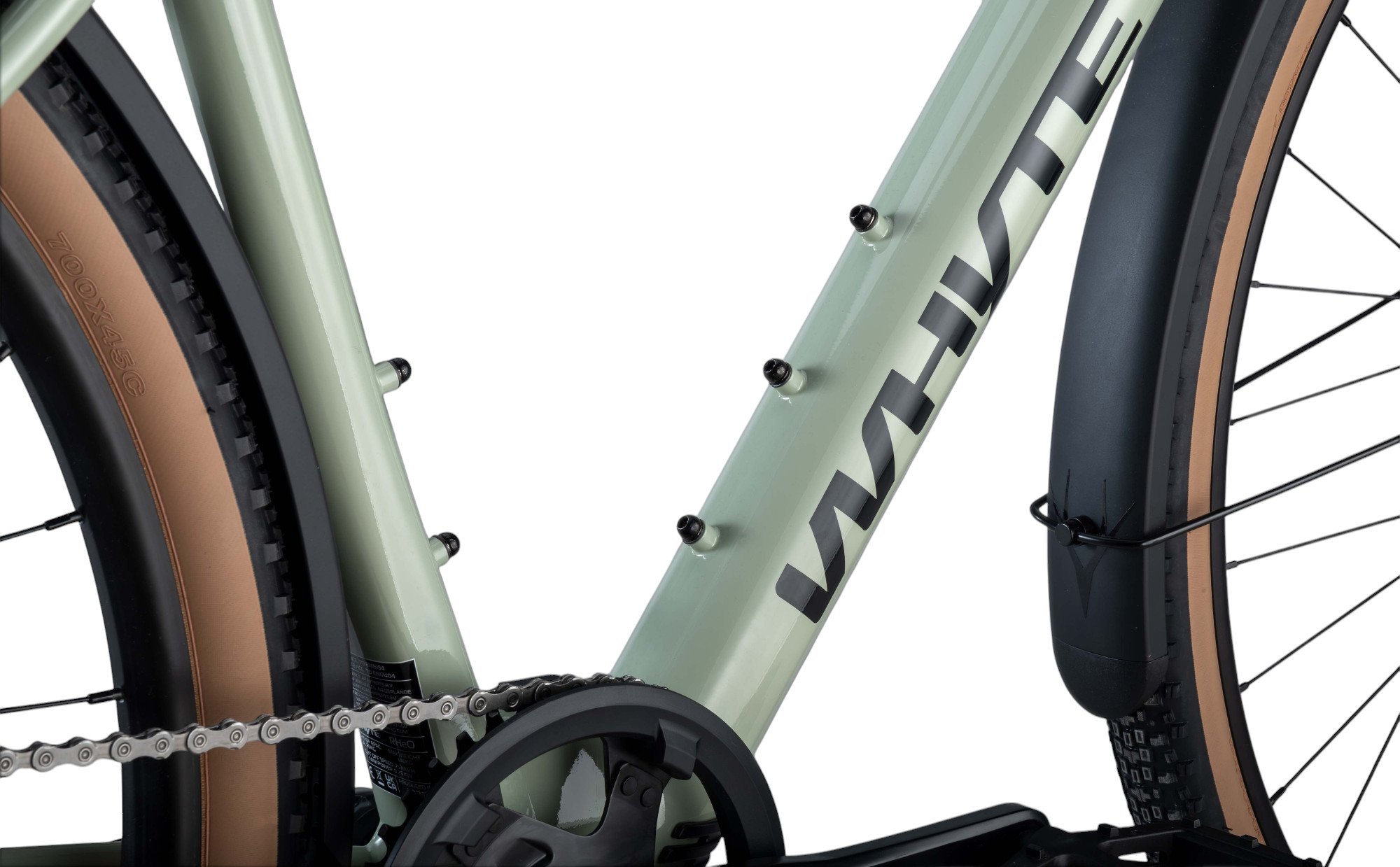 Whyte RHeO 3 V1 Electric Bike Crossbar Frame In Sage Green Downtube Mounting Points