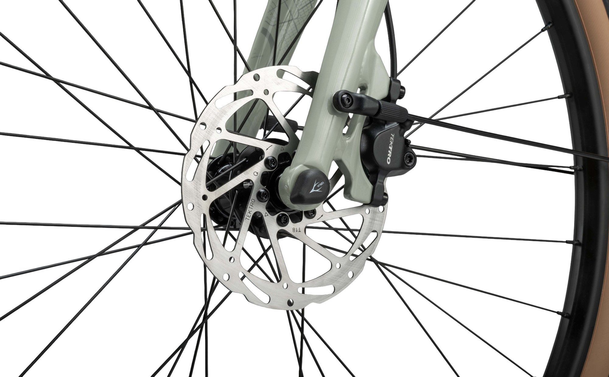Whyte RHeO 3 V1 Electric Bike Crossbar Frame In Sage Green Front Brake